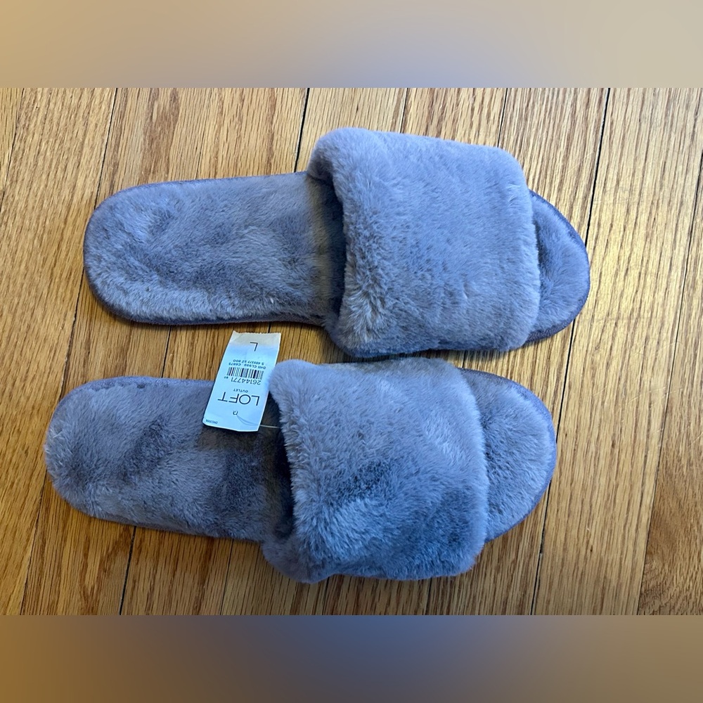 NEW LOFT Open Toe Slippers Grey/Purple Size 9-10
